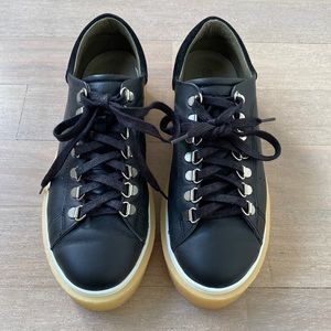MINT & ROSE Marianne Black Leather Rubber Platform Shoes Low top